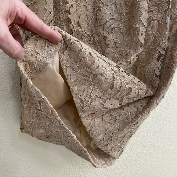 Moschino Cheap and Chic Lace Taupe Empire Waist with Bow Knee Length Dress SM - Picture 5 of 9